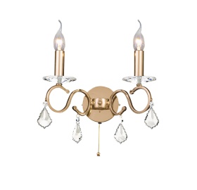 IL30322  Torino Crystal Switched Wall Lamp 2 Light French Gold
